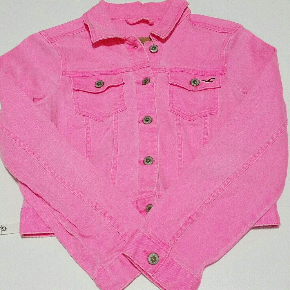 Neon pink Hollister denim jacket